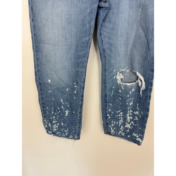 Madewell The Dad Jean 27 Paint Splatter Distressed Raw Hem 100% Cotton - Picture 2 of 7